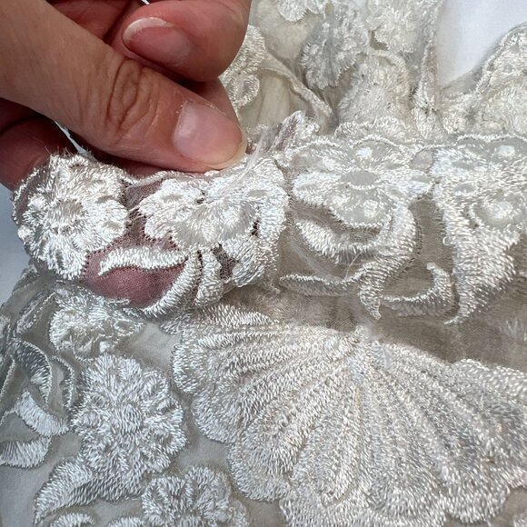 BHLDN Collins Mini Wedding Dress Floral Embroidered Silk A-Line Ivory White 16 - Picture 14 of 16